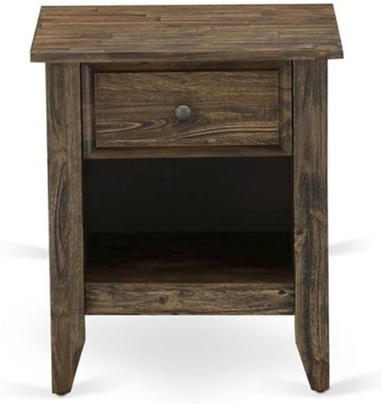Pemberly Row 3-Piece Wood King Bedroom Set, Engineered Wood & Faux Leather, Brown & Jacobean Finish, Includes Bed Frame & 2 Nightstands, Mid-Century Style Durable Master Bedroom Furniture Set