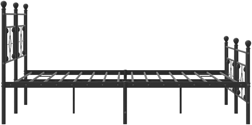 King Bed Frame Metal with Footboard Black 76'x79.9' Steel Platform Bed Frame with Underbed Storage Space Sturdy Bedframe for Bedroom Furniture