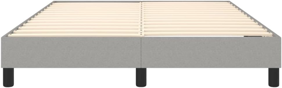 Light Grey Queen Fabric Bed Frame with Textured Finish, Durable Plywood and Engineered Wood Construction, Spacious Design for Two Adults, Versatile Modern Bedroom Furniture,