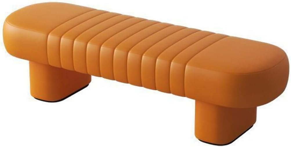 LEIYTFE Nordic Hallway Ottoman Change Shoe Bench End of Bed Bench Comfy Upholstered Seat,Clothing Store Bench Indoor Corner Bench Modern Living Room Ottoman (Color : Orange, Size : 100CM)