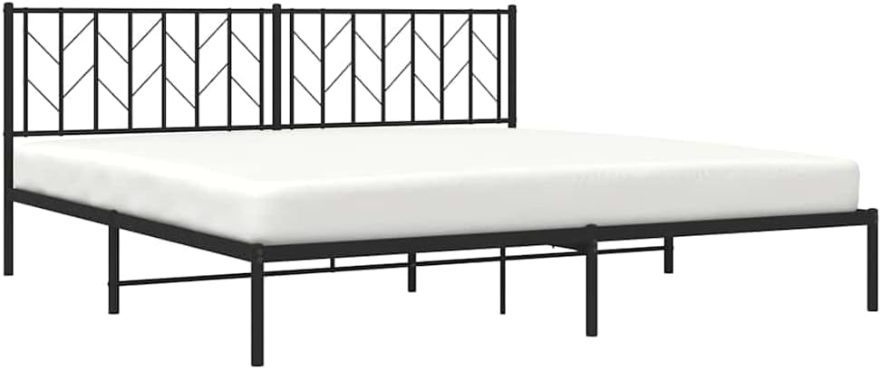 Black Powder-Coated Steel Double Size Bed Frame with Underbed Storage, Modern Design for Sturdy Support and Easy Assembly, Durable Metal Bed Base with Sleek Finish