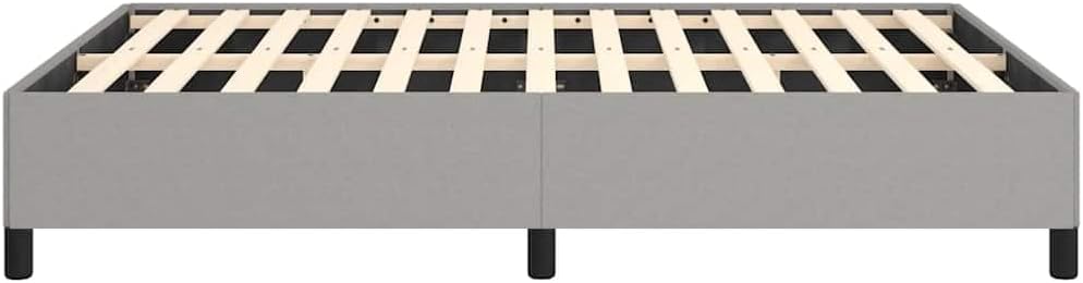 Light Grey Polyester Plywood Engineered Wood Full Bed Frame with Breathable Fabric and Sturdy Wooden Slats for Modern Bedroom Decor