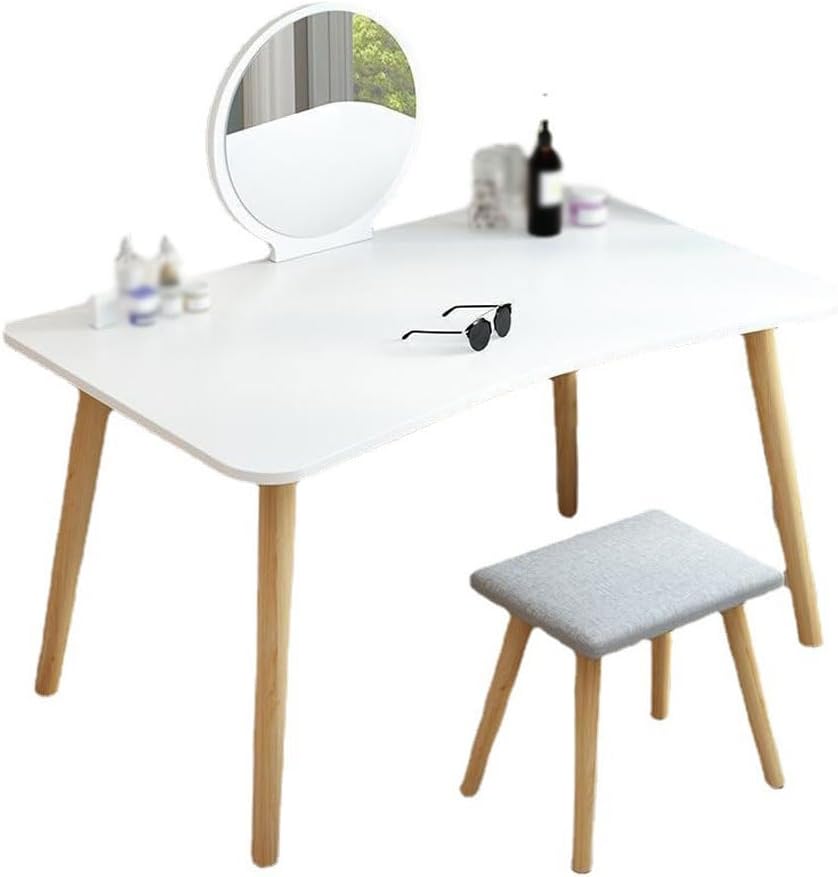 Vanity Mirror with Lights Simple Dressing Table with Makeup Mirror for Bedroom Mini Dressing Table Modern Small Apartment Desk Workbench Vanity Makeup Table Desk for Bedroom
