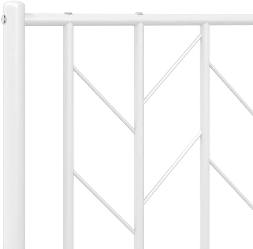 White Steel Single Bed Frame with Headboard, 41.3' x 81.5' Rectangular Metal Bed Frame for Adults, Durable and Elegant Modern Bedroom Furniture, Easy Assembly with Screwdriver