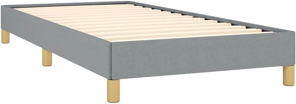Light Grey Twin Fabric Bed Frame with Modern Design, Breathable Polyester Upholstery and Sturdy Support, Easy Assembly for Bedroom, Solid Wood Construction and Minimalist