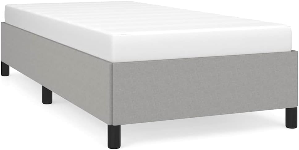 Light Gray Polyester Twin XL Bed Frame with Plywood and Engineered Wood Construction, Modern Breathable Fabric Design for Sturdy Support and Easy Assembly, Versatile Sleeping