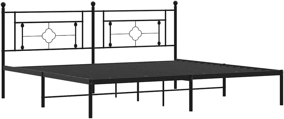 Double Bed Frame with Storage, Black Powder-Coated Steel Platform Bed Frame for Bedroom, Modern Minimalist Design