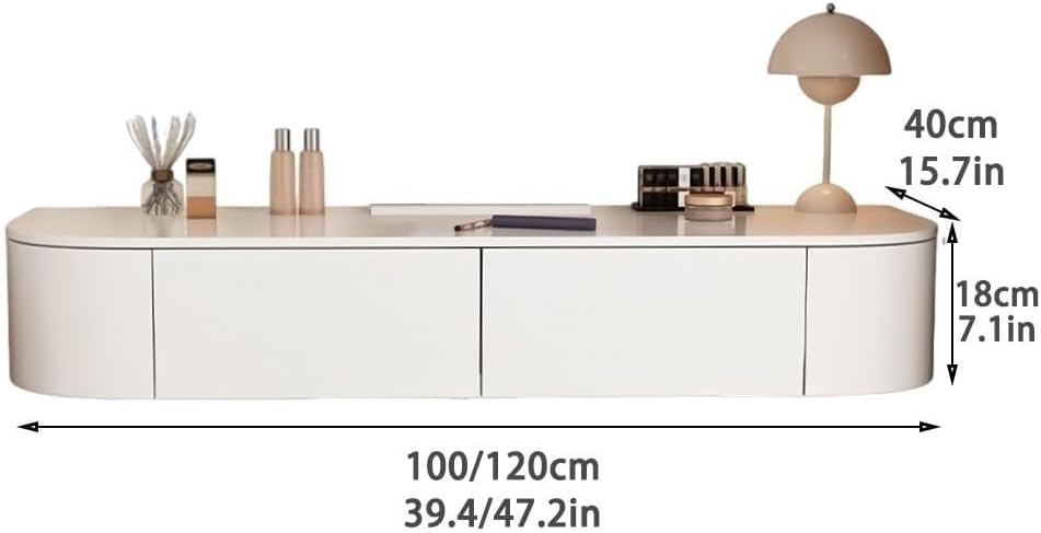 Wall Mounted Floating Vanity Table with Drawer Minimalist White Corner Makeup Desk Stable Wall-Hung Dressing Table for Room Space Saver(100 cm)