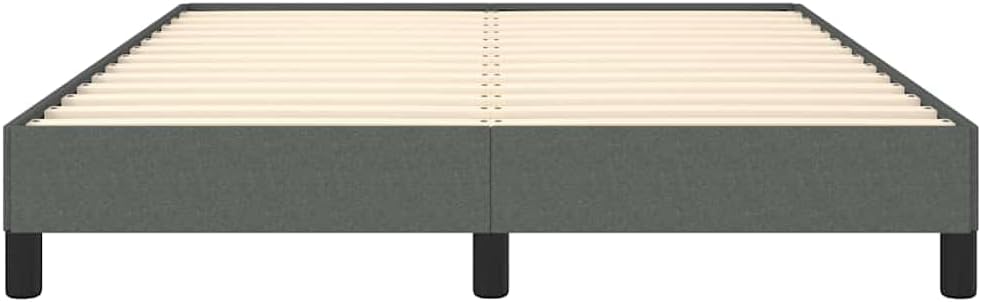 Dark Grey Full Size Bed Frame with Polyester Plywood Engineered Wood, Modern Upholstered Fabric Platform Frame for Double Mattress, Sturdy Construction and Comfort-Enhancing
