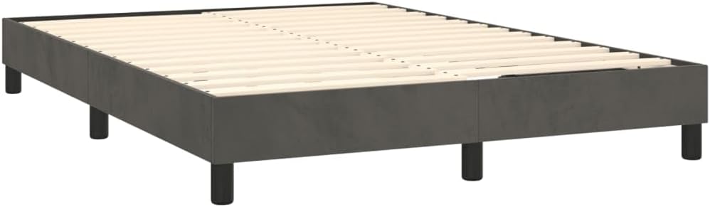 Dark Grey Velvet Queen Bed Frame with Plywood and Engineered Wood Construction, Durable Modern Platform Bed with Soft Velvet Upholstery and Spacious Dimensions for Bedroom