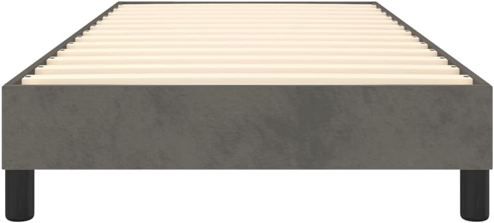 Dark Gray Velvet Twin Bed Frame with Engineered Wood Support and Plywood Structure, 100% Polyester Upholstery for Modern Bedroom Decor, Durable and Space-Saving Design