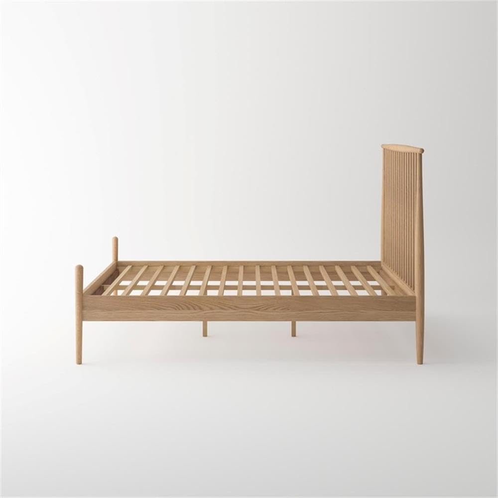 Pemberly Row Mid-Century Solid White Oak Bedroom Set, King Bed with Spindle Headboard and Sturdy Post Legs, Includes 2 Matching Nightstands, Modern Timeless Design for Master Bedroom Decor