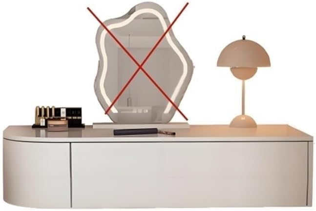 Corner Floating Desk with Drawers Modern White Wall-Mounted Vanity Makeup Table for Room & Bathroom Solid Construction(Left)