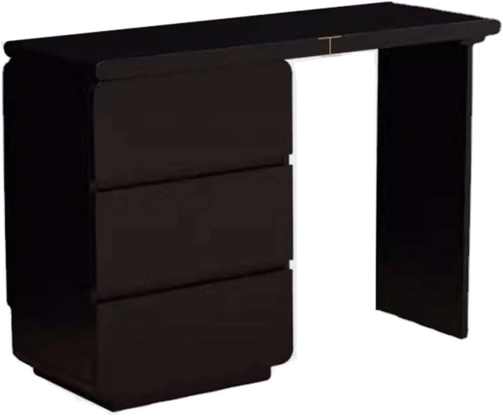 Makeup Vanity Desk Makeup Table Solid Wood Dresser Simple Modern Multiple Level Lockers Integrated Movable Corner Dresser Dressing Table(Black,110cm)