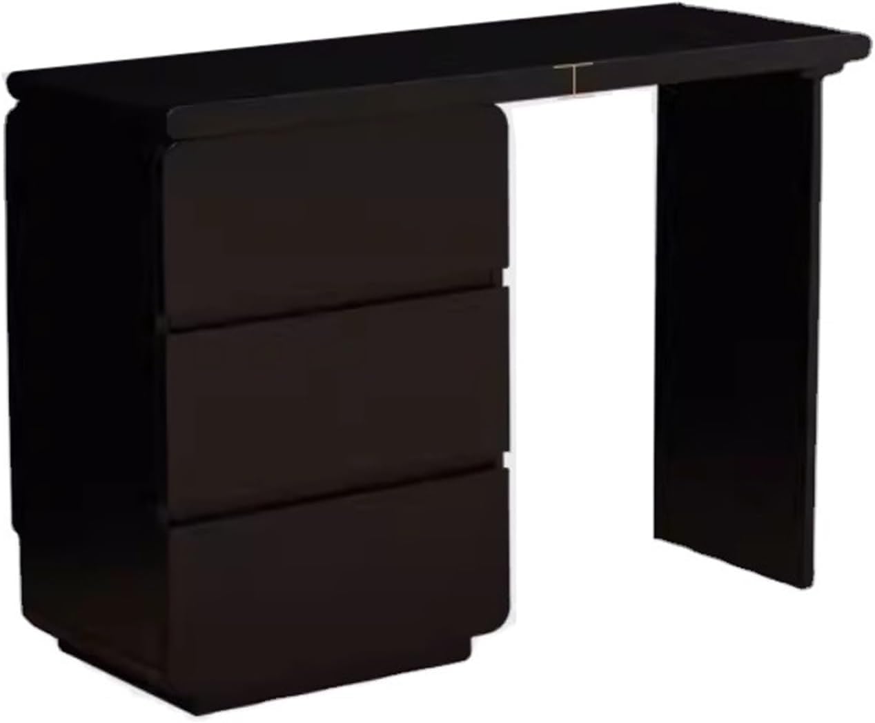 Makeup Vanity Desk Makeup Table Solid Wood Dresser Simple Modern Multiple Level Lockers Integrated Movable Corner Dresser Dressing Table(Black,110cm)
