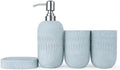 Vanity Bathroom Decor, Bathroom Accessory Set 4 Piece Bath Ensemble Nordic Triangle Pattern Bath Set Wash Decoration for Gift Housewarming Gift(Green)