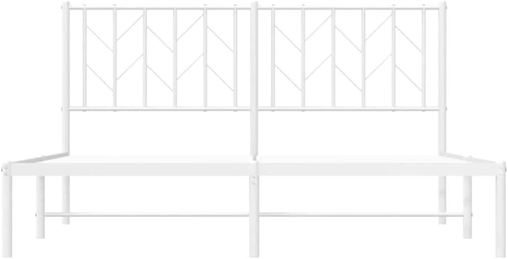 White Steel King Size Bed Frame 59 x 79 in with Headboard, Sturdy Metal Frame for Bedroom, Spacious and Elegant White Finish, Easy Assembly and Durable Support for Master