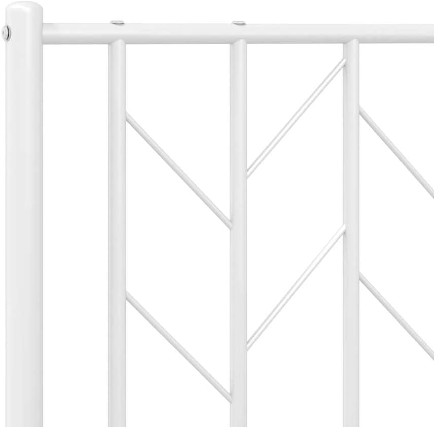 Steel Single Bed Frame White Rectangular with Underbed Storage Durable Metal Platform Base for Bedroom Furniture
