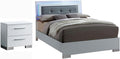 Furniture of America FOA Rayland 2pc Glossy White Wood Bedroom Set - King + Nightstand
