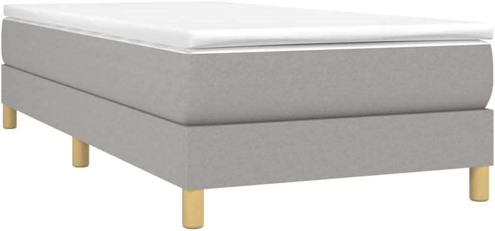 Light Gray Polyester Twin XL Bed Frame with Plywood and Engineered Wood Construction, Sturdy Durable Fabric Breathable Material for Modern Bedroom, Sleek Matte Finish Easy