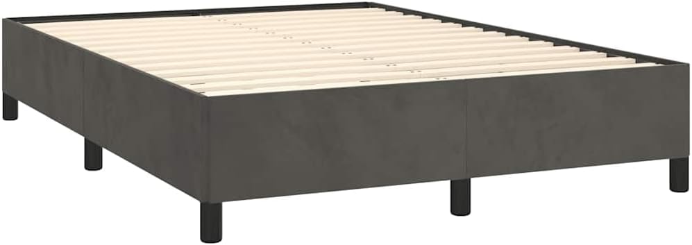 Dark Grey Velvet Bed Frame with Full Storage, Engineered Wood and Plywood Construction, Modern Bedroom Furniture for Stylish Decor