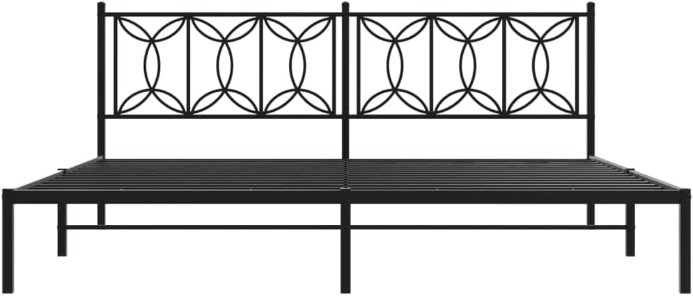 Black Steel Full Bed Frame Rectangular Modern Design with Breathable Material and Ample Storage Space, Durable Sturdy Construction for Solid Support and Stability, Easy
