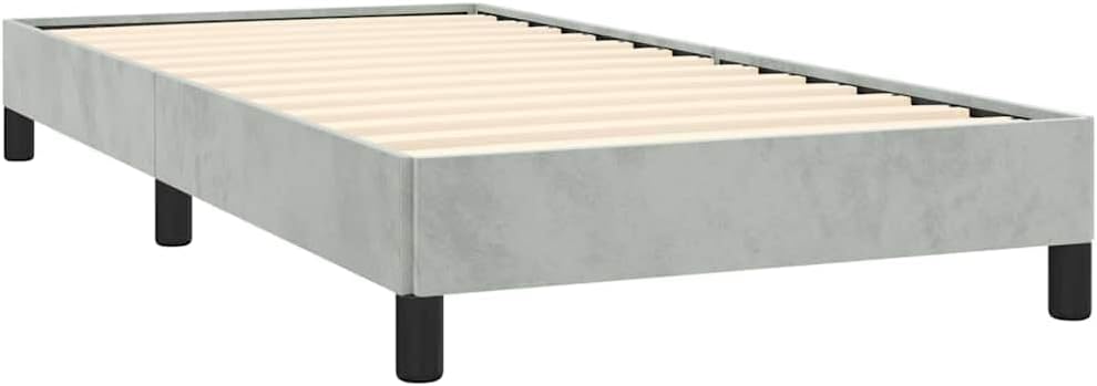 Light Gray Velvet Twin Bed Frame with Plywood and Engineered Wood, Breathable Fabric and Sturdy Build for Modern Bedroom, 4-Piece Set
