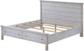 Pemberly Row Solid Wood King Storage Bed, Distressed Grey White Finish, Durable Spruce Construction, Transitional Style Frame with Storage Footboard, Complete Bedroom Set for Timeless Home Decor