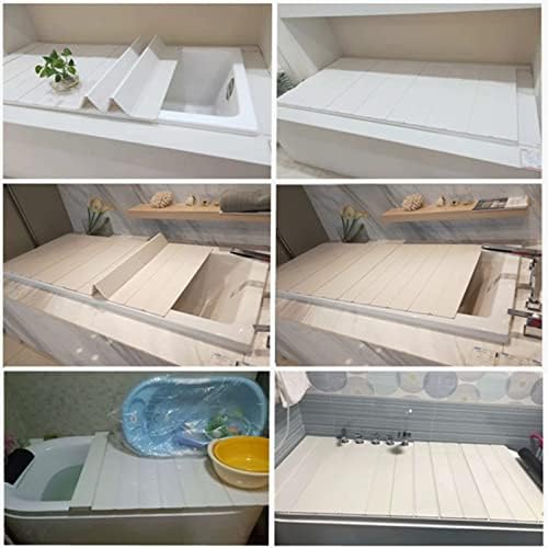 Bamboo Bathtub Caddy Tray with Foldable Cover for Spa Bath & Shower nization