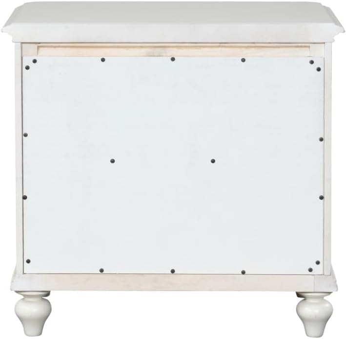 MASARA 3-Piece Transitional Coastal Bedroom Set, Antique White Rubberwood with Louvered Headboard, Queen or King Size with 2 Nightstands (King)