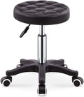 Adjustable Height Stool with 5 Wheels/Soft Sponge,Nylon Base PU Leather Bar Stool Shop Stool,Hydraulic Rolling Swivel Salon Stool,Massage Spa Tattoo Counter Stools Black（Black1）