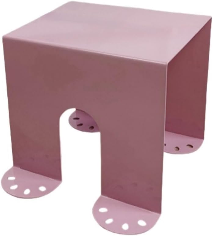 Cold-Rolled Plate Side Table, Modern Shoe Changing Bench, Square Coffee Table, Multifunctional Corner Table for Bedroom, Living Room, Entryway(Pink)