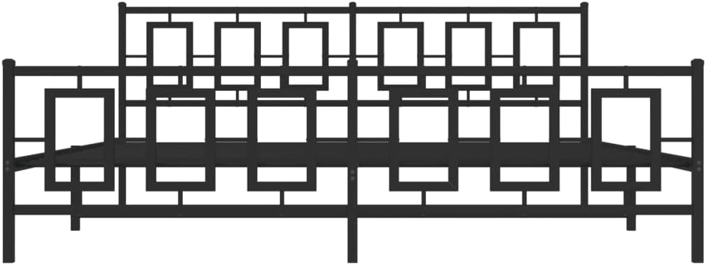 Metal Bed Frame King Size with Footboard Steel Platform Bed Frame Black Sturdy Construction Underbed Storage Space for Bedroom Guest Room Furniture