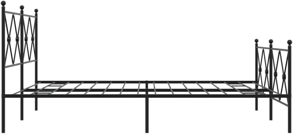 Queen Metal Bed Frame Steel Platform Bedframe with Footboard and Underbed Storage Space Black 59.1'x78.7' for Bedroom Furniture