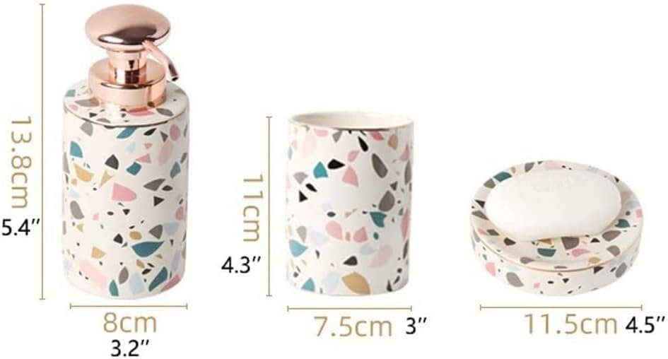 Vanity Bathroom Decor, Modern Bathroom Accessories Set Creative European Wash Cup Bathroom Accessories Kit Bathroom Soap Dispenser Set Housewarming Gift(B)