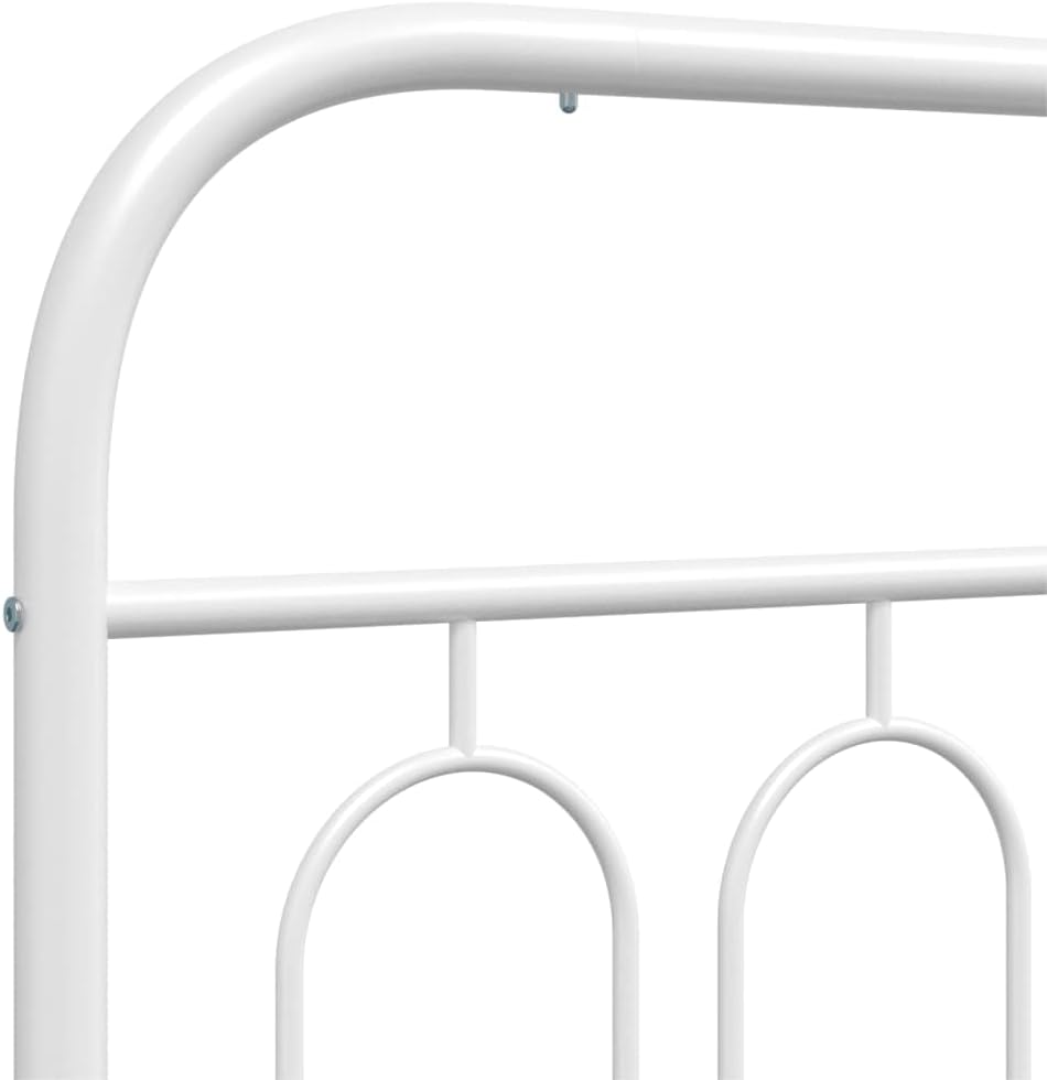 White Metal King Size Bed Frame Rectangular Platform Design with Underbed Storage Modern Sturdy Construction Easy Assembly for Bedroom Furniture