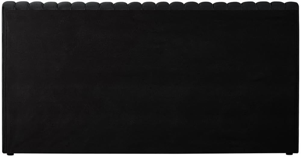 Pemberly Row Full Bed, Rich Black Velvet Upholstery, Deep Channel Tufting, 68' W x 86' D x 38' H, Contemporary Design, Upholstered Headboard and Footboard, Modern Bedroom Furniture
