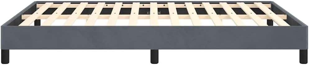 Dark Grey Velvet Full Size Bed Frame with Durable Engineered Wood Support, Modern Upholstered Platform Frame for Bedroom, Soft Velvet Fabric and Sturdy Construction