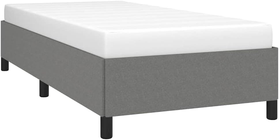 Twin Bed Frame Dark Gray Upholstered Platform Bed Frame with Slatted Base No Box Spring Needed Sturdy Fabric Bedframe for Bedroom Furniture