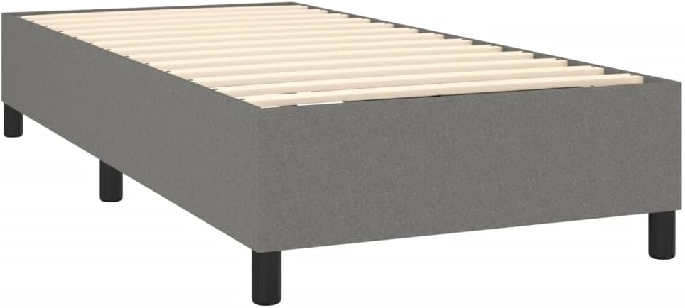 Dark Gray Twin Fabric Bed Frame with Polyester Plywood Engineered Wood, Breathable Material and Sturdy Construction for Modern Bedroom, Durable Design Soft Fabric Cover Sleek