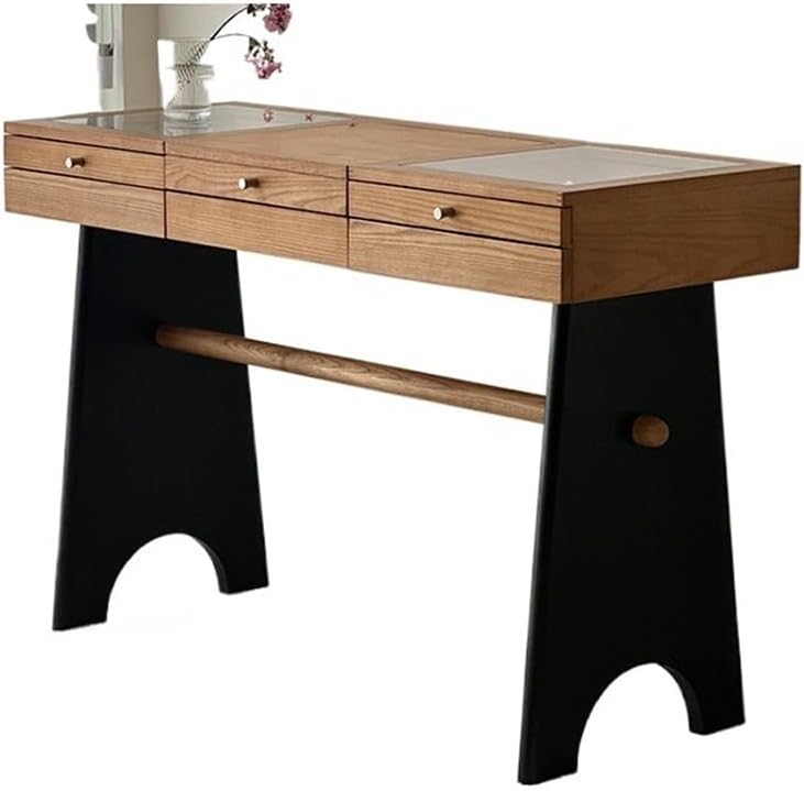 Vanity Table Vintage French Style Solid Wood Makeup Vanity with Ample Storage Cabinet for Your Beauty Essentials