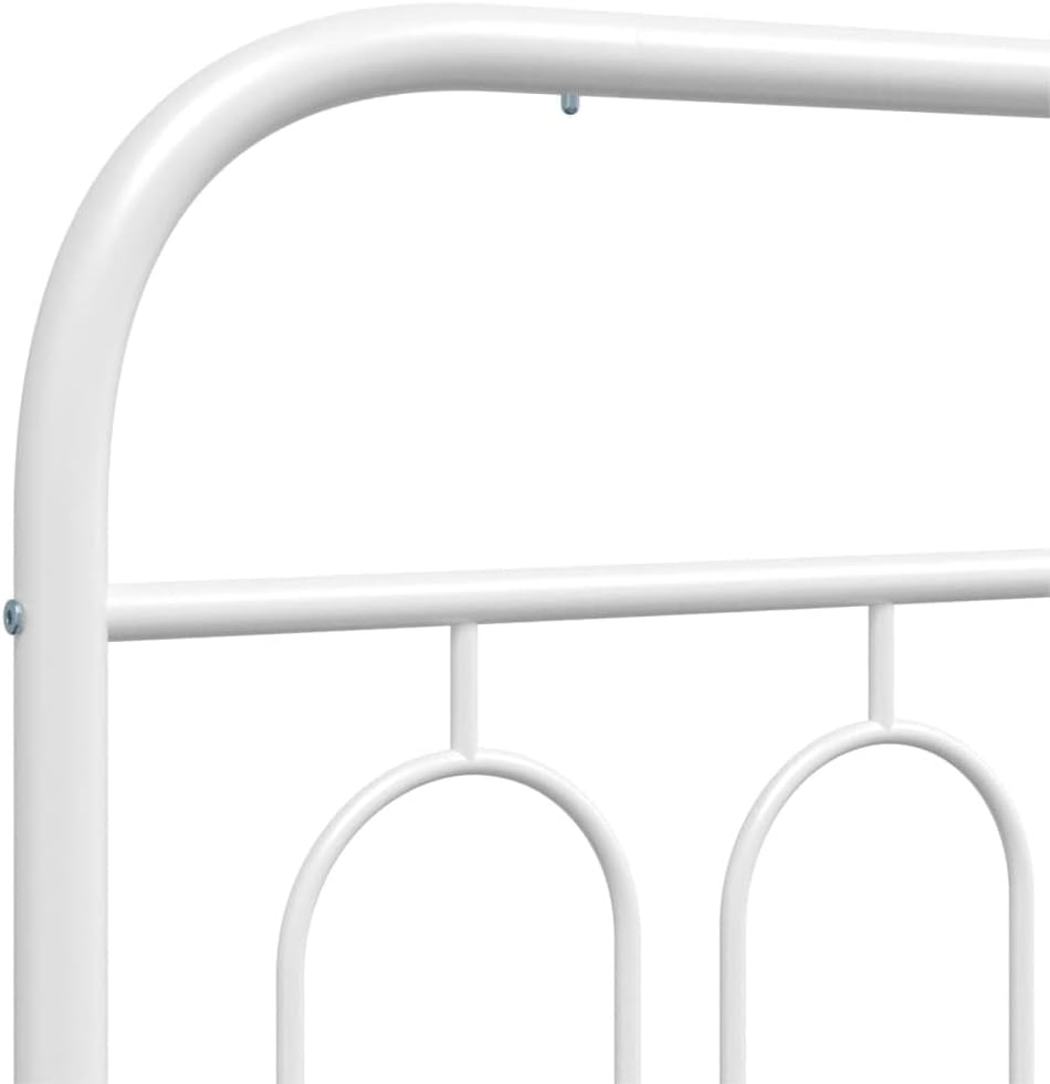 Metal Bed Frame with Headboard Twin Size White Steel Platform Bed Frame Sturdy Underbed Storage Space for Bedroom Guest Room