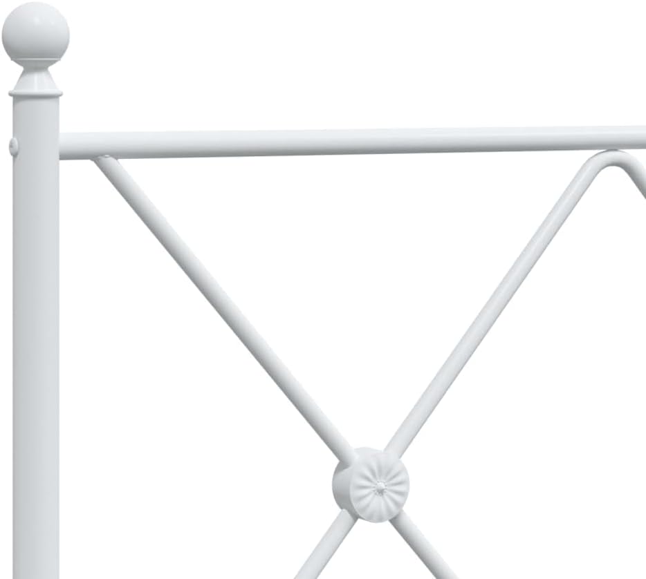 Metal Bed Frame with Headboard White King Size 76'x79.9' Steel Platform Bed Frame Sturdy Bedframe with Underbed Storage for Bedroom Furniture