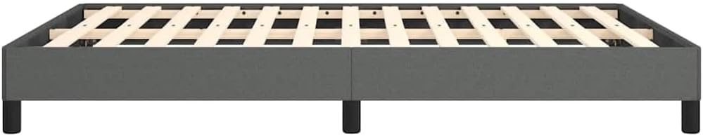 Full Bed Frame with Upholstered Platform Base Dark Gray Fabric Bedframe No Box Spring Needed Sturdy Slatted Support for Bedroom Furniture