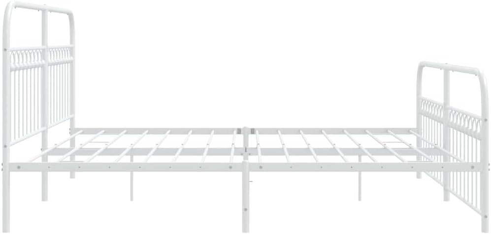 Metal Bed Frame with Footboard White 76'x79.9' King Platform Bed Frame Steel Sturdy Support Underbed Storage Space for Bedroom Guest Room Furniture