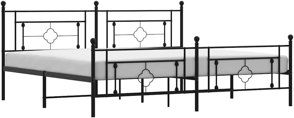 Full Bed Frame Black Powder-Coated Steel Modern Sturdy Design for Bedroom and Guest Room Supportive Base Easy Assembly Spacious Fit Indoor Furniture