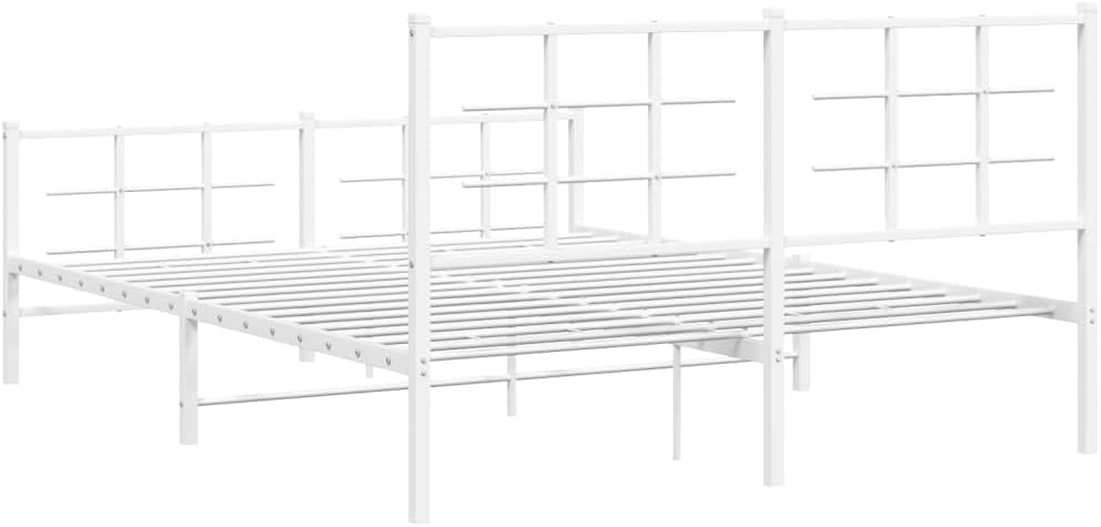 White Metal King Size Bed Frame Heavy-Duty Steel Construction Rectangular Modern Sleek Finish for Bedroom Furniture