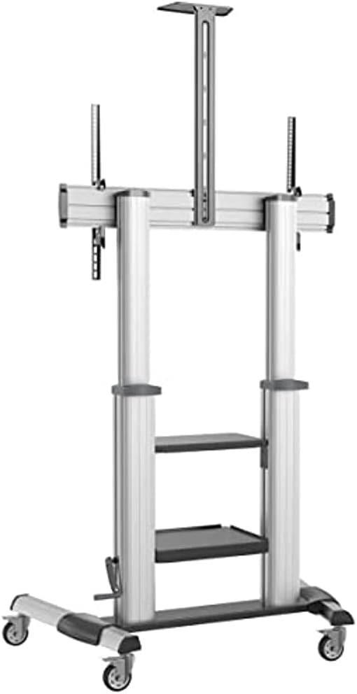 Tripp Lite Mobile TV Stand with Height-Adjusting Microbrial Resistant Crank Handle, LED/OLED/LCD Flat Screen Monitors, 60' – 100' Televisions, Shelf & Locking Wheels, 5-Year Warranty (DMCS60100XXCK)