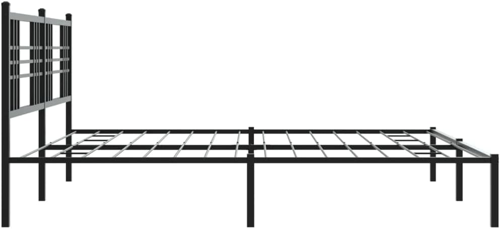 King Size Metal Bed Frame with Headboard Black 76'x79.9' Sturdy Steel Platform Bed Frame with Underbed Storage Space for Bedroom Furniture