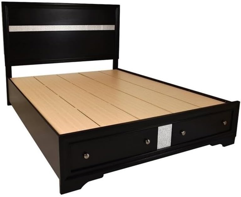 Matrix Traditional Style King 4 PC Storage Bedroom Set in Black Made with Wood